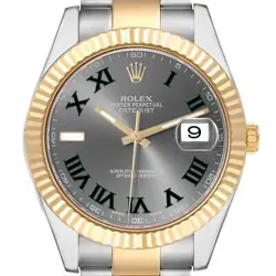 ROLEX DATEJUST 41 STEEL YELLOW GOLD WIMBLEDON DIAL MENS WATCH 116333