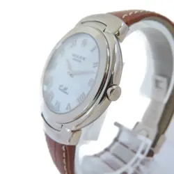 ROLEX Cellini Quartz Watch 6622 18K White Gold/Leather Belt White