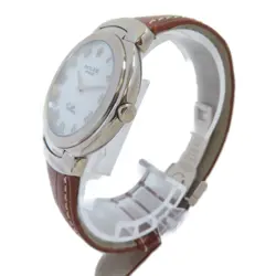 ROLEX Cellini Quartz Watch 6622 18K White Gold/Leather Belt White
