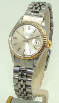 ROLEX 26mm WOMEN's STAINLESS STEEL & 14K GOLD DATE AUTOMATIC WATCH 6517 C. 1967