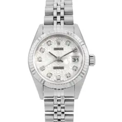 ROLEX DATEJUST 10P DIAMOND 79174G SILVER CARVING COMPUTER K NUMBER SECOND HA...