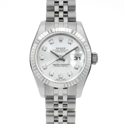 ROLEX DATEJUST 10P DIAMOND 179174G SILVER Z NUMBER SECOND HAND WOMEN