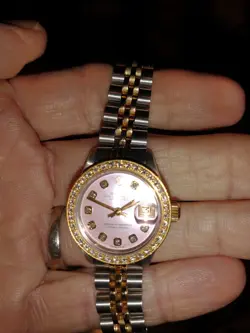 ROLEX LADIES DATEJUST WATCH STAINLESS STEEL WHITE MOP DIAMOND DIAL & BEZEL 26MM