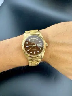 1973 Rolex President 1807 Rare Chocolate Diamond Dial DayDate -18k Vintage Watch