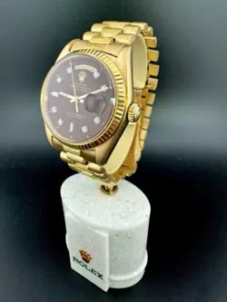 1973 Rolex President 1807 Rare Chocolate Diamond Dial DayDate -18k Vintage Watch