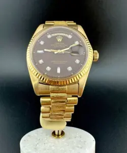 1973 Rolex President 1807 Rare Chocolate Diamond Dial DayDate -18k Vintage Watch