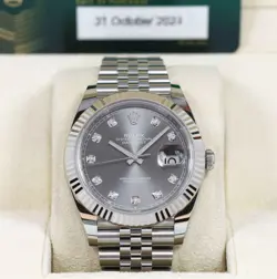 NEW 2024 ROLEX DATEJUST 126334 41MM RHODIUM DIAMOND DIAL BOX PAPERS