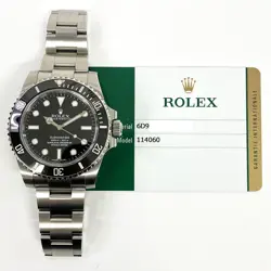 2017 ROLEX SUBMARINER 114060, 40MM STEEL, BLACK DIAL, BOX & PAPERS