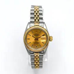 LADIES ROLEX OYSTER PERPETUAL DATEJUST 6917 WRISTWATCH 14K GOLD STAINLESS BOX 