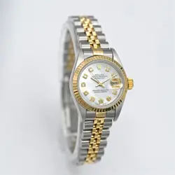 LADIES ROLEX DATEJUST 69173 WRISTWATCH MOP DIAMOND DIAL 18K GOLD STAINLESS C1994