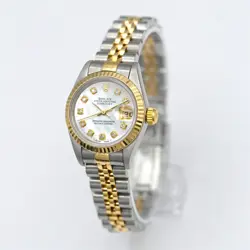 LADIES ROLEX DATEJUST 69173 WRISTWATCH MOP DIAMOND DIAL 18K GOLD STAINLESS C1994