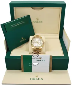 Rolex President Day-Date 228238 18K Yellow Gold Silver Roman Dial Watch BP *NEW