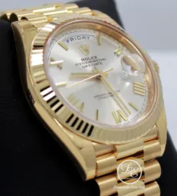 Rolex President Day-Date 228238 18K Yellow Gold Silver Roman Dial Watch BP *NEW