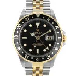 ROLEX GMT-MASTER II 16713 40MM BLACK STEEL 18K YELLOW GOLD JUBILEE MENS WATCH