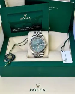 Rolex 126334 Oyster Perpetual Datejust Steel Fluted Mint Green 41mm-2024 Release