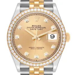 ROLEX DATEJUST 36 STEEL YELLOW GOLD DIAMOND DIAL LADIES WATCH 126283