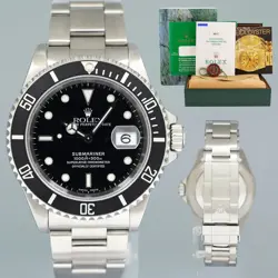 2000 MINT PAPERS ROLEX SUBMARINER DATE 16610 STEEL BLACK 40MM WATCH BOX