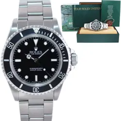1996 ROLEX SUBMARINER NO-DATE 2 LINE TRITIUM DIAL 14060 STEEL BLACK 40MM WATCH