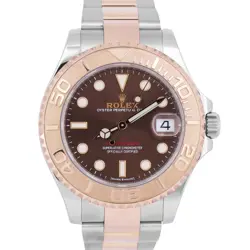 MINT 2023 ROLEX YACHT-MASTER 37MM TWO-TONE 18K ROSE CHOCOLATE BROWN 268621 WATCH