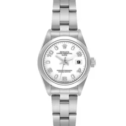 ROLEX DATE WHITE DIAL OYSTER BRACELET STEEL LADIES WATCH 69160