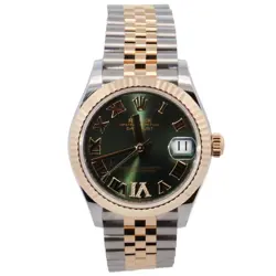 ROLEX DATEJUST 31MM GREEN DIAL WATCH 278273 YG