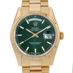 ROLEX DAY DATE 118238 GREEN BAR Z NUMBER SECOND HAND MENS
