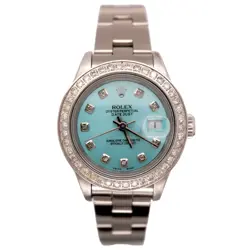 ROLEX LADIES DATEJUST 26MM STEEL WATCH OYSTER ICED 1.25CT DIAMOND ICE BLUE DIAL