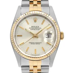 ROLEX DATEJUST 16233 SILVER BAR R NUMBER SECOND HAND MENS