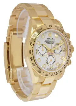 Rolex Daytona Chronograph 18k Yellow Gold MOP Diamond 40mm Watch +12' 116528