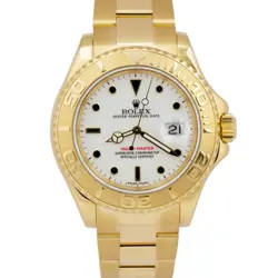 MINT ROLEX YACHT-MASTER 40MM WHITE 18K YELLOW GOLD NO-HOLES WATCH 16628 BOX