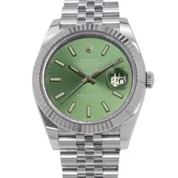 ROLEX DATEJUST 41MM STAINLESS STEEL 18K WHITE GOLD MINT GREEN DIAL 126334