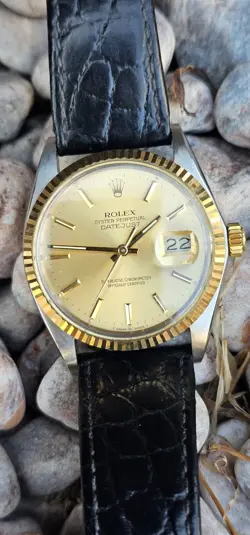 VINTAGE ROLEX DATEJUST 16013 CHAMPAGNE DIAL MEN'S AUTOMATIC WATCH 1985
