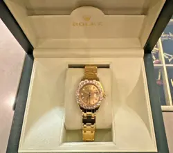 LADIES ROLEX 18K Yellow Gold 29mm Factory Diamond Bezel