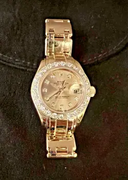 LADIES ROLEX 18K Yellow Gold 29mm Factory Diamond Bezel