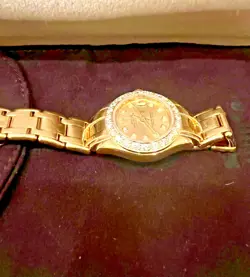 LADIES ROLEX 18K Yellow Gold 29mm Factory Diamond Bezel