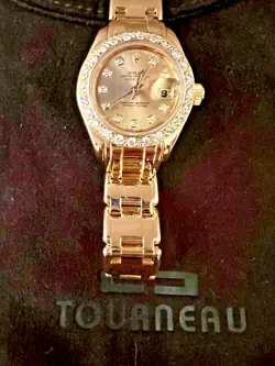 LADIES ROLEX 18K Yellow Gold 29mm Factory Diamond Bezel