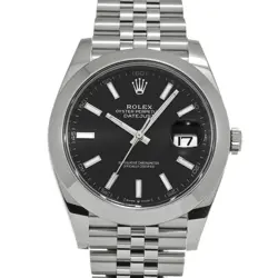 ROLEX 1/5  DATEJUST 41 126300 RANDOM SERIAL BRIGHT BLACK WATCH R45_1230