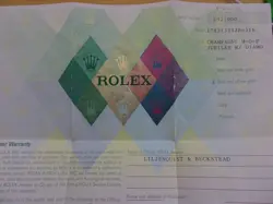 100% ORIGINAL ROLEX REFERENCE  178313 WARRANTY PAPER FROM  SERIER