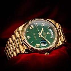 ROLEX DAY-DATE 40MM 228238 YELLOW GOLD GREEN DIAL COMPLETE SET BOX & PAPERS