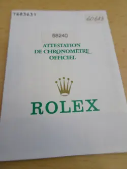 100% ORIGINAL ROLEX REFERENCE  68240 WARRANTY PAPER FROM  SERIER T