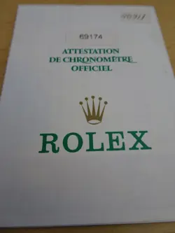 100% ORIGINAL ROLEX REFERENCE  69174 WARRANTY PAPER FROM  SERIER S