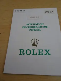 100% ORIGINAL ROLEX REFERENCE  68240 WARRANTY PAPER FROM  SERIER S