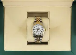 1991 ROLEX DATEJUST MIDSIZE 68273 WHITE ROMAN DIAL TT JUBILEE NO PAPERS 31MM