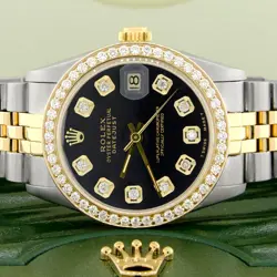 W/BLACK DIAL DIAMOND