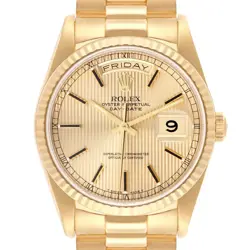 ROLEX DAY-DATE PRESIDENT YELLOW GOLD TAPESTRY DIAL MENS WATCH 18238
