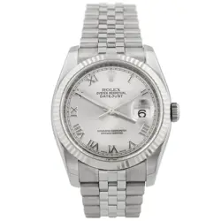 ROLEX DATEJUST 36MM SILVER DIAL WATCH 116234