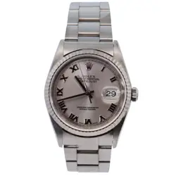 ROLEX DATEJUST 36MM RHODIUM DIAL WATCH 16234