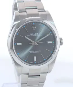 2017 MINT Rolex Oyster Perpetual 39mm Rhodium Grey Stick Oyster Watch 114300 Box