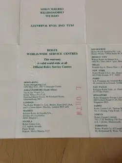 ROLEX GUARANTEE