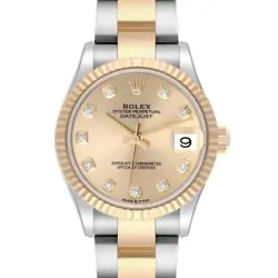 ROLEX DATEJUST MIDSIZE STEEL YELLOW GOLD DIAMOND DIAL LADIES WATCH 278273